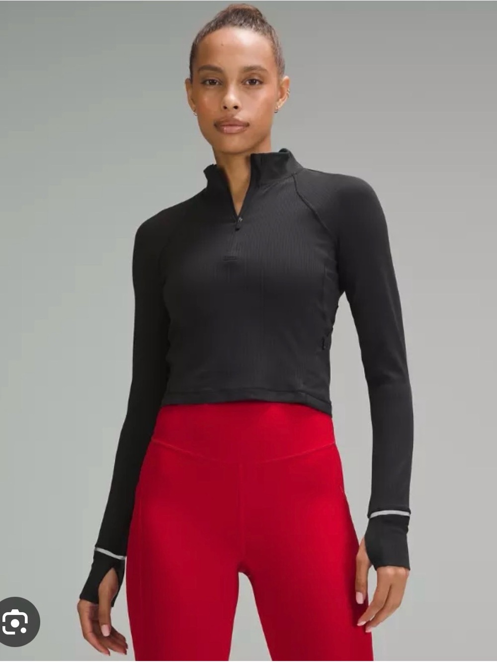 Lululemon It's Rulu Run Ribbed
Cropped Half Zip - Size 10 Black NWT